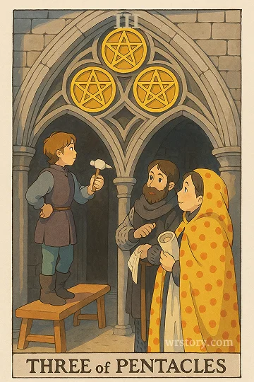 펜타클 3(Three of Pentacles) 타로 카드