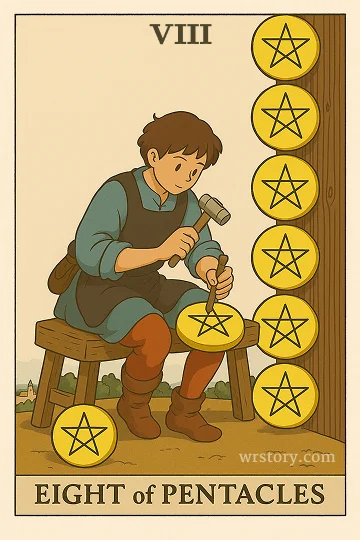 펜타클 8(Eight of Pentacles) 타로 카드