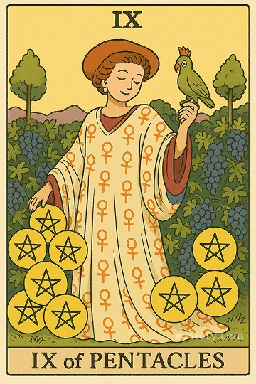펜타클 9(Nine of Pentacles) 타로 카드