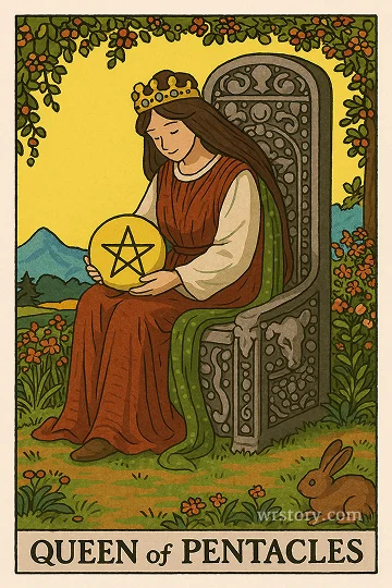 펜타클 퀸(Queen of Pentacles) 타로 카드